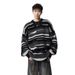 Mohair Round Neck Sweater Casual Contrasting Striped Knit Sweater Loose Couple Base Shirt_viptrois.com