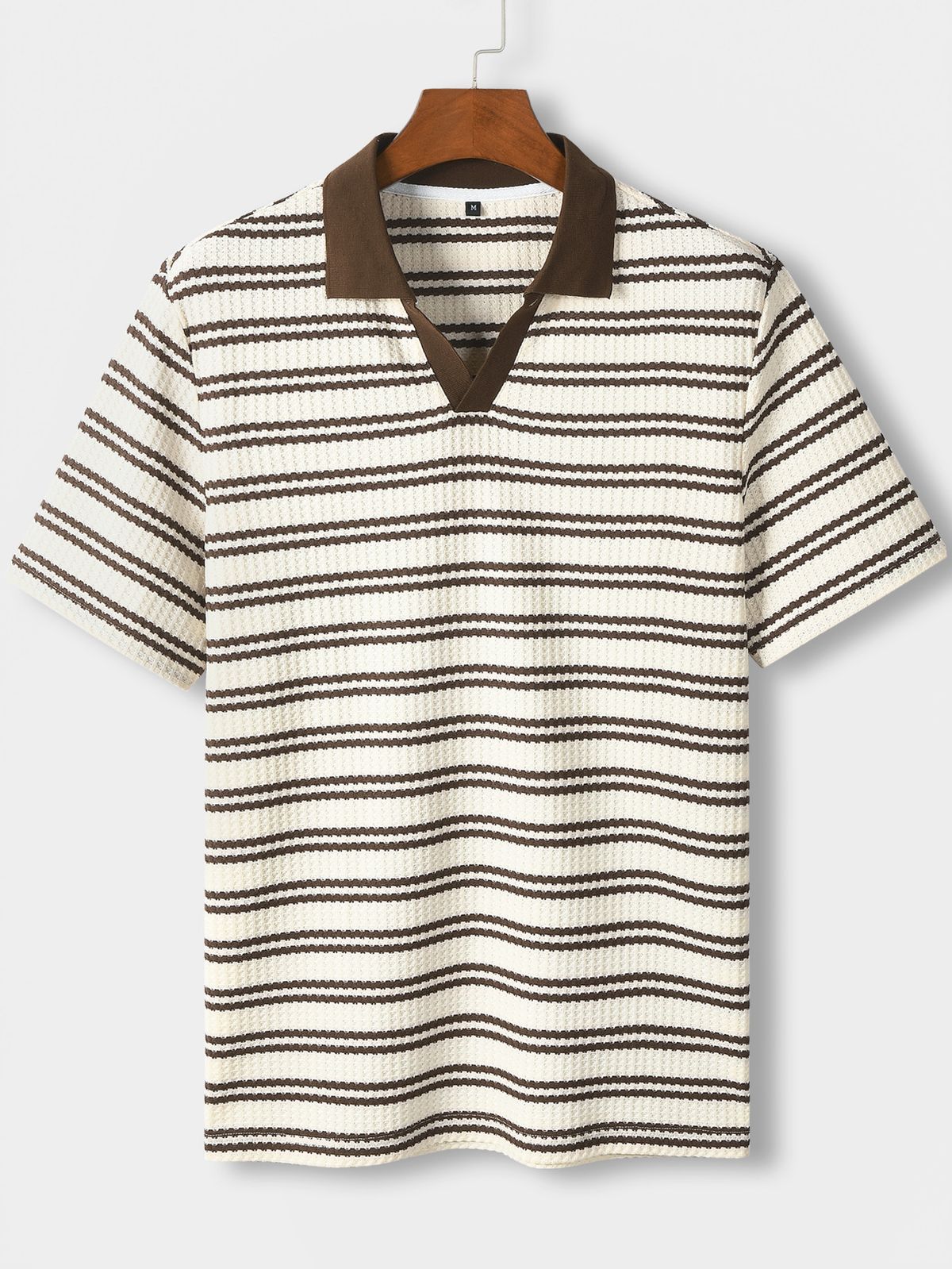 Casual Striped Lapel Polo Shirts Men's Short Sleeved T Shirts_viptrois.com