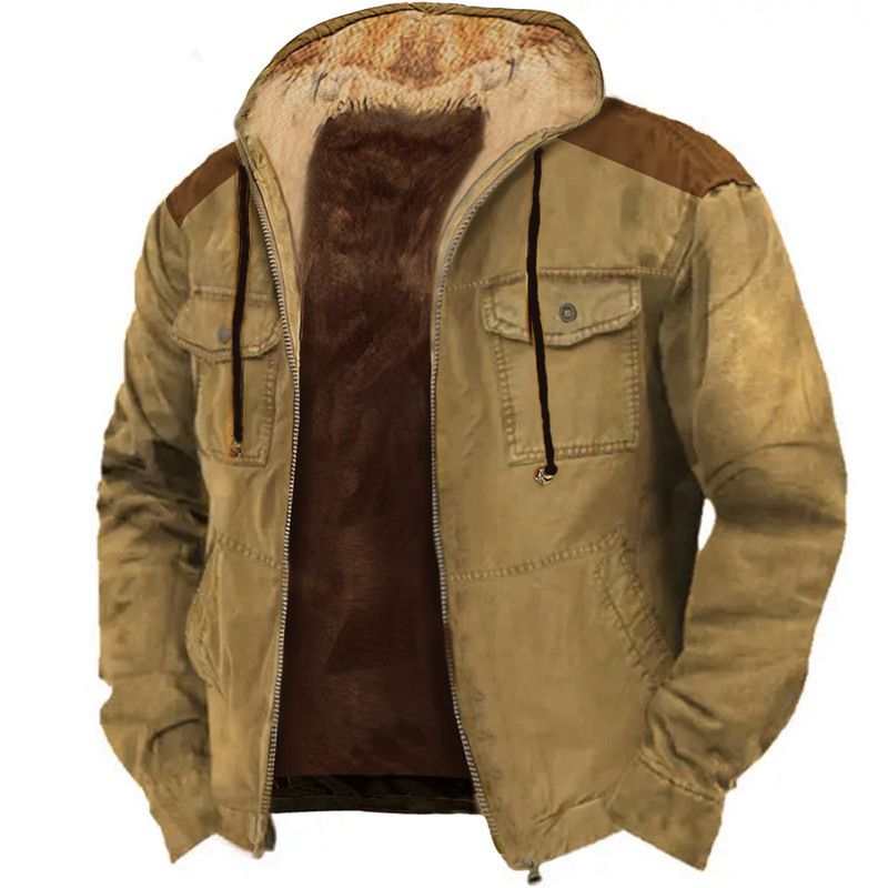 Men’s & Women’s Hooded Sweatshirt, Fleece-Lined Pullover With 3D Digital Print & Brown Inner Pocket, Oversized Zip-Up Casual Streetwear_viptrois.com