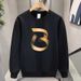 Men's Heavyweight Silver Fox Fleece Sweatshirt – Winter-Ready Crewneck Pullover With Thermal Lining (HT319 Black/White, Sizes M-5XL)_viptrois.com