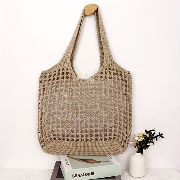 vacation Handbag Beach Vacation Gender Free Simple Knitted Women's Bag Woven Bag Straw Bag_viptrois.com
