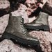 Men's Retro Chunky Sole Side-Zip Ankle Boots - Fashionable PU Leather Lace-Up Height Increasing Casual Boots_viptrois.com