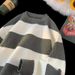 Color Blocked Striped Knitted Sweater For Autumn And Winter Versatile Base Pullover Sweater For Teenagers_viptrois.com