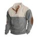 Men's Casual Color-Block Stand Collar Fleece Sweatshirt - Breathable & Comfortable Plus Size Pullover For Spring/Autumn_viptrois.com