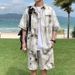 Men's Clothing Summer Thin Ice Silk Large Size Short Sleeved Shirt Shorts Seaside Two Piece Suit_viptrois.com