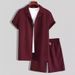 Men's Clothing New Men's Short Sleeved Cardigan Lapel Shirt Suit Men's Fashion Trend_viptrois.com