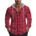2025 Spring New Loose Casual Flannel Jacquard Long Sleeve Hooded Plaid Shirt_viptrois.com