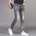 Cropped Jeans Summer Thin Trendy New Fashion Brand Slim Fit Stretch Men's Pants 9/10 Length_viptrois.com