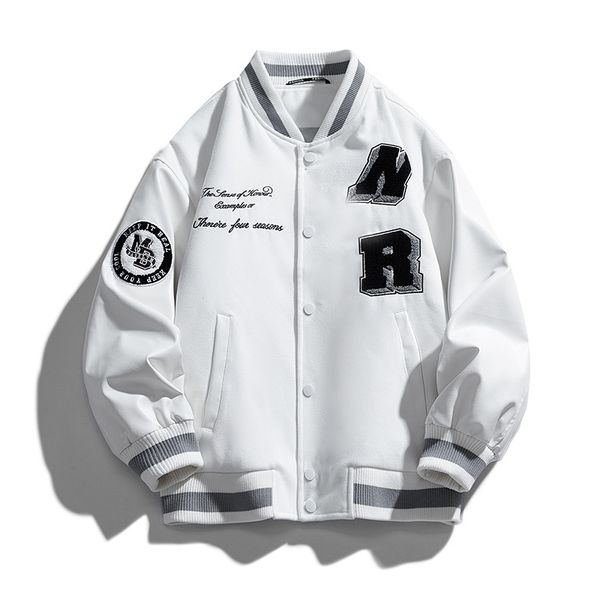Men's Clothing Retro College Style Baseball Down Jacket Light And Thin Stand Up Collar Loose Jacket_viptrois.com