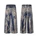 Unisex Oversized Streetwear Jeans Distressed Washed Denim Pants with Splatter Paint Effect Loose Fit Zip Fly Blue 100% Cotton_viptrois.com