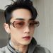 New Fashion Metal Frame Oval Small Frame Anti Ultraviolet Sunglasses For Men And Women Concave Shape Photo Sunglasses_viptrois.com