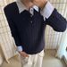 Pure Two-Piece Collar For Men Winter Korean Style Trendy Cable Knit Sweater High-End Inner Layer Knitted Base Shirt_viptrois.com