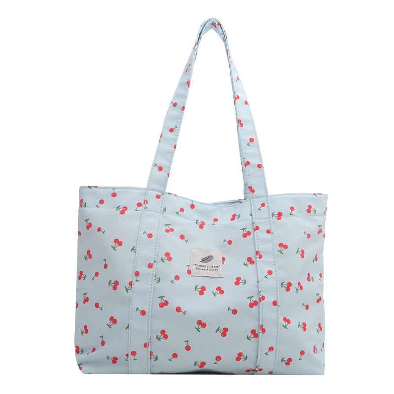 Women's Bags Fashion Small Fresh Cherry Print Tote Bag Summer New Large Capacity Stylish Floral Shoulder Bag Women's Bag_viptrois.com
