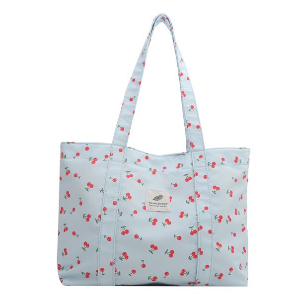 Women's Bags Fashion Small Fresh Cherry Print Tote Bag Summer New Large Capacity Stylish Floral Shoulder Bag Women's Bag_viptrois.com