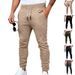 Men’s Slim Fit Sweatpants With Zipper Pockets – Gym & Casual Stretch Joggers (Khaki/Black/Army Green/Navy/Dark Gray, S-XXXL)_viptrois.com