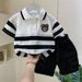 Boys Summer Polo Shirt Suit 2024 New Style Children's Short Sleeved Clothes Baby Internet Celebrity Fashionable Two Piece Suit_viptrois.com