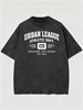 Heavyweight Washed Oversized Urban League Varsity Graphic T-Shirt Men's Streetwear Tee_viptrois.com
