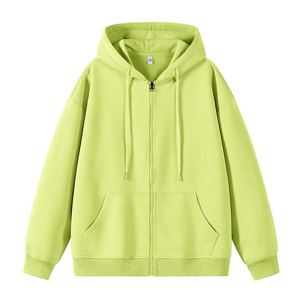Men's Clothing Couple Heavy Cardigan Solid Color Tops Trendy Brand Hooded Sweater Jacket Men_viptrois.com