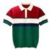 Men's Clothing Summer Fashion Contrast Color Yuppie Short Sleeved T Shirt Light Luxury Retro Casual Personality Color Matching Knitted Polo Shirt_viptrois.com