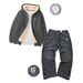 Men's Clothing Autumn And Winter Men's Letter Embroidery Hot Stamping Lambskin Jacket Jeans Suit_viptrois.com