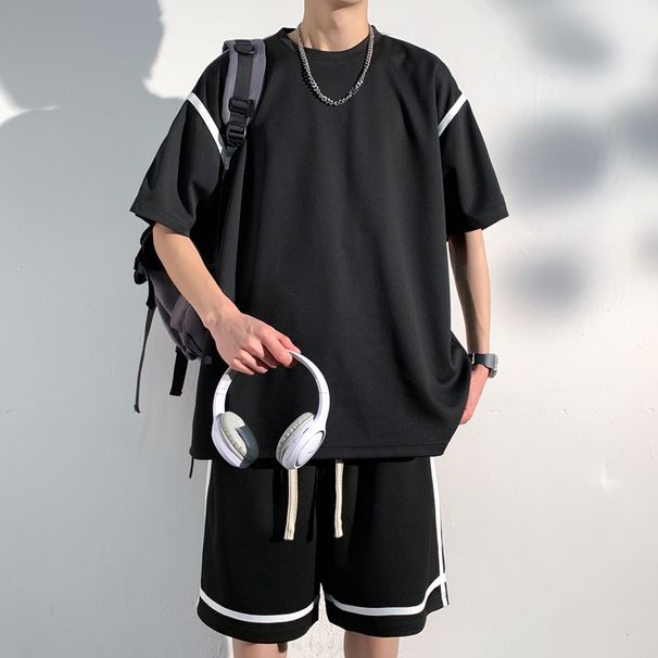 Men's Clothing Summer Short Sleeved Suit For Men High School Students Hong Kong Style Loose Sports Suit With Handsome Casual Large Size Men's Clothing_viptrois.com