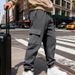 "Men's Heavyweight Jacquard Cargo Pants Winter-Reinforced Workwear Joggers With Utility Pockets Breathable Polyester_viptrois.com
