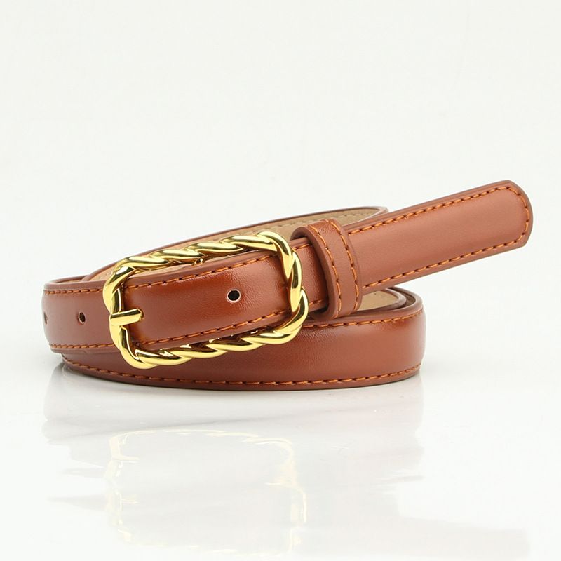 Women's Belts style ins style fashion versatile twist alloy square buckle belt decorative jeans dress belt for women_viptrois.com
