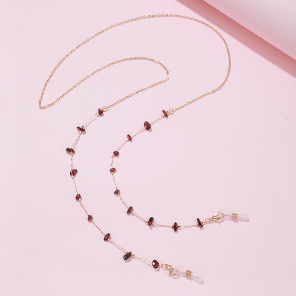 Natural Glasses Garnet Tourmaline Crushed Stone Neck Anti-Slip Mask Chain Anti-Lost Lanyard_viptrois.com