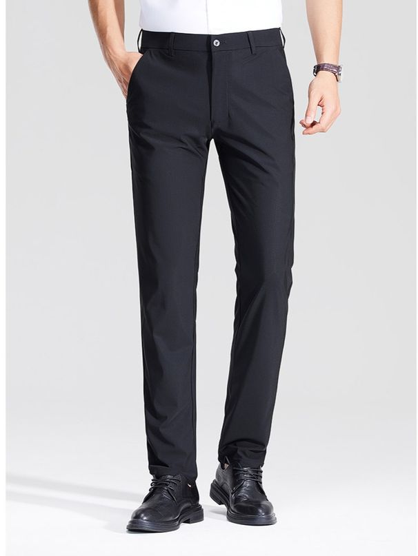 K Men's High Stretch Casual Pants With Ice Silk And Cool Feeling, Thin Business Straight Leg Trousers, Men's Pants_viptrois.com