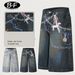 Men's Clothing Street Personality Cartoon Hand Painted Distressed Wide Leg Jeans Washed Distressed Loose Embroidered Wide Leg Pants_viptrois.com