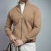 Men's Slim Fit Knit Cardigan Spring New Arrival Double Zipper Stand Collar Solid Color High End Comfortable Light Luxury Simple Outerwear_viptrois.com