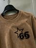 100% Cotton Washed Vintage Men's 3-Pack T-shirts Star 66 Number Print Crew Neck Short Sleeve Casual Tops In Gray Brown Light Gray_viptrois.com