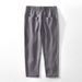 Men's Clothing Elastic Waist Linen Pants Straight Loose Trousers Linen Tencel Blended Breathable Pants_viptrois.com