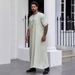 Men's Clothing Turkish Men's Robe Solid Color Loose Button Shirt Men's Robe Thobe_viptrois.com