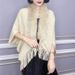 Fur collar cape cape large size knitted cardigan loose coat cape sweater_viptrois.com
