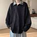 Pure Two-Piece Long Sleeve T-Shirt Knitted Polo Men's Loose Fit Plus Size Spring Autumn Turn-Down Collar Sweatshirt_viptrois.com