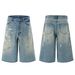 Men's Clothing Men's Wear Summer American Retro Graffiti Ink Splashed Seven Point Jeans Men's And Women's Trendy Silhouette Casual Shorts_viptrois.com