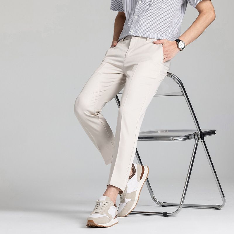 Men's Clothing Four Seasons Nine Points Trousers Men Elastic Waist Comfortable All match Casual Pants Men Southeast Asia Fashion Simple Pants Men_viptrois.com