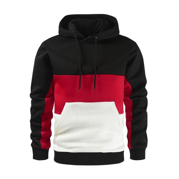 New Autumn And Winter Fashion Color Matching Sweatshirt Men's Stitching Plus Size Hoodie_viptrois.com