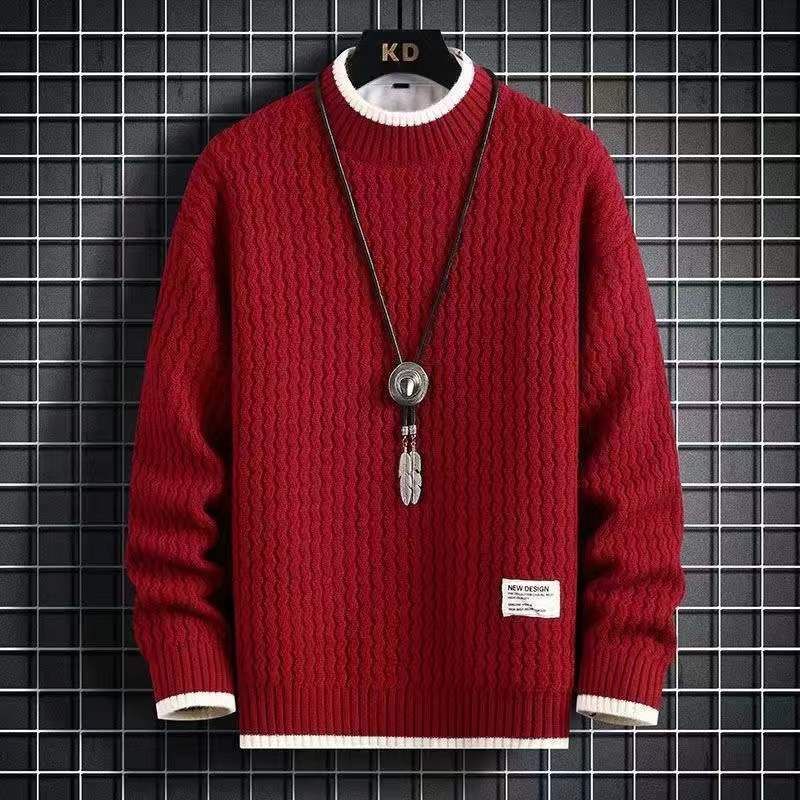 Men's Half Turtleneck Sweater – Modern Knit Pullover With Twist Hem (Gray/Khaki/Black/Green/Red, M-XXXXL)_viptrois.com