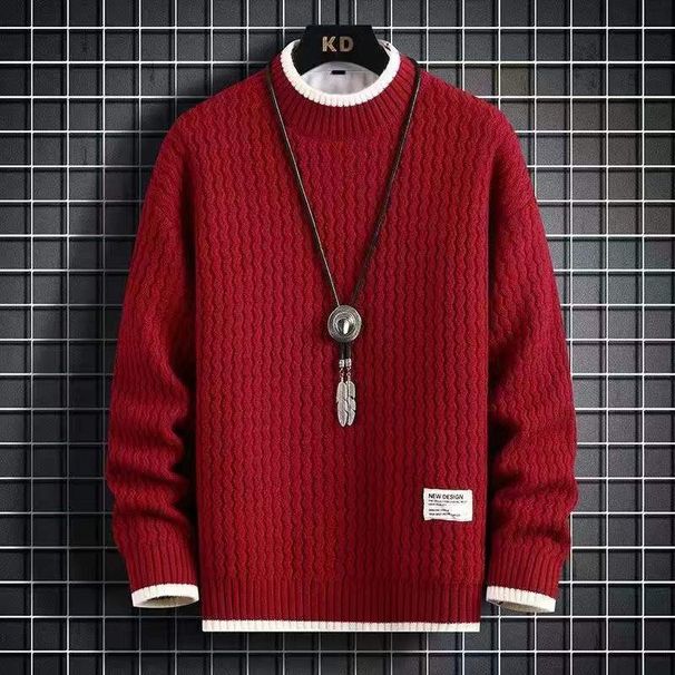 Men's Half Turtleneck Sweater – Modern Knit Pullover With Twist Hem (Gray/Khaki/Black/Green/Red, M-XXXXL)_viptrois.com