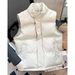 Men's Oversized Vest – Thickened Polyester Gilet With Stand Collar & Button Accents (S-5XL, Black/Beige, Wrinkle-Resistant)_viptrois.com