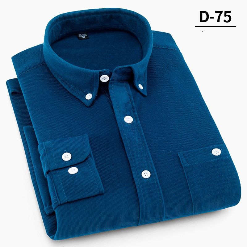 Men's Corduroy Shirt – Long Sleeve, Wrinkle-Resistant, Relaxed Fit, Solid Color For Business Casual & Everyday Wear_viptrois.com