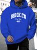 Men's Autumn And Winter Casual Fashion Loose Hooded Sweatshirt Brooklyn Letter Print 1898 Pattern Print Warm Long Sleeved Pullover_viptrois.com