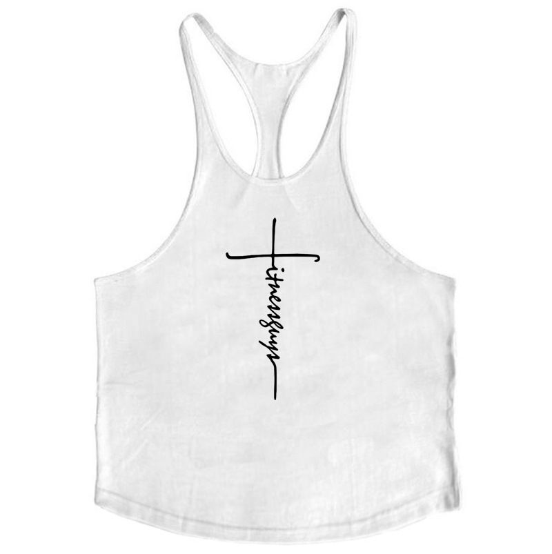Men's Fitness Vest Summer Thin Shoulder Strap Bottoming Shirt American Loose I-shaped Back Pure Cotton Muscle Men's Gym Tide_viptrois.com