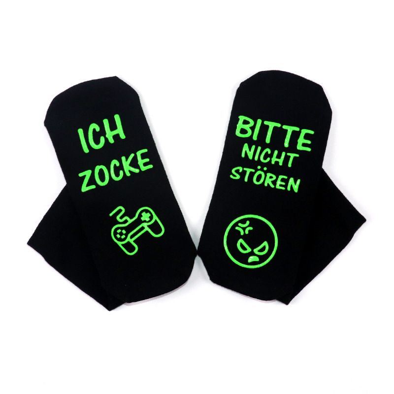All-cotton mid-tube casual sports socks Creative letter non-slip adhesive floor socks sole_viptrois.com