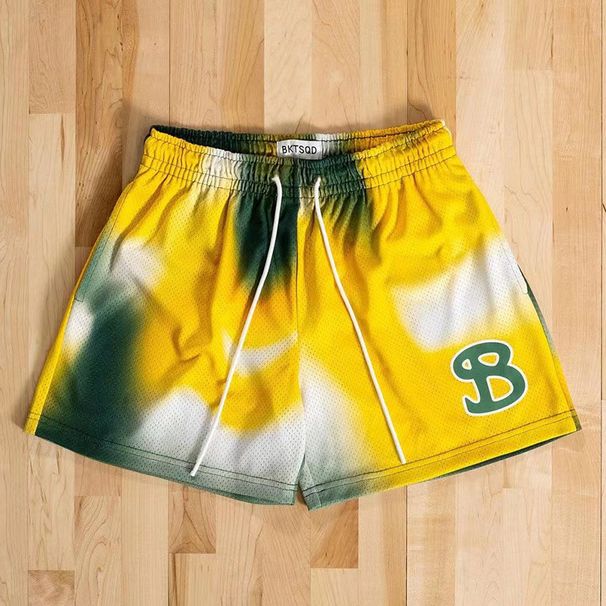 Men's Clothing Sports Shorts Pigment Series Basketball Fitness Shorts Men's Knee Length Loose Point Pants_viptrois.com