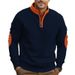 Men's Heavyweight Half Stand Collar Fleece Pullover Long Sleeve Sweatshirt Color Block Zipper Casual New Style For Autumn Winter_viptrois.com