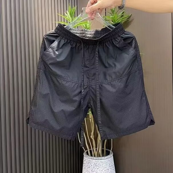 Men's Clothing Summer Thin Sports Shorts Solid Color Mesh Casual Shorts Breathable Loose Outer Wear Beach Pants_viptrois.com