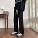 Men's Summer Ice Silk Pants Trendy Striped Plus Size Straight Leg Loose Floor Length Casual Long Pants_viptrois.com